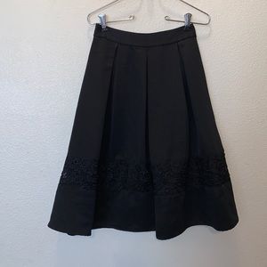 Express black lace pleated midi a-line skirt